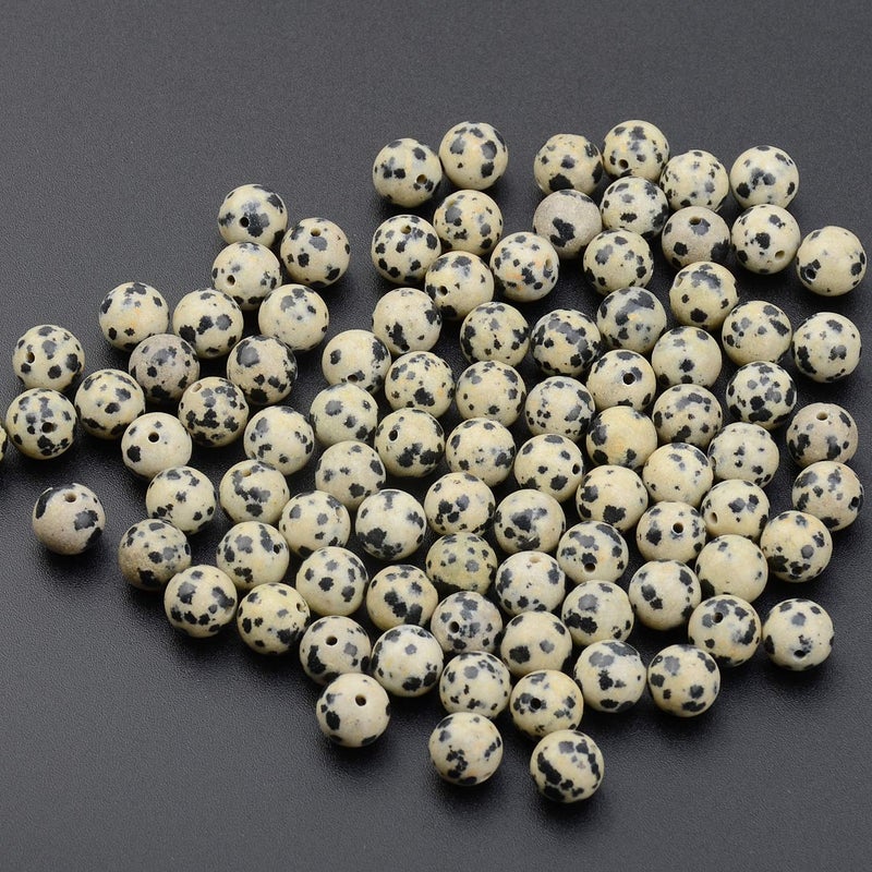 LPBeads 100PCS 8mm Natural Dalmatian Beads Gemstone Round Loose Beads for Jewelry Making with Crystal Stretch Cord - Image 3